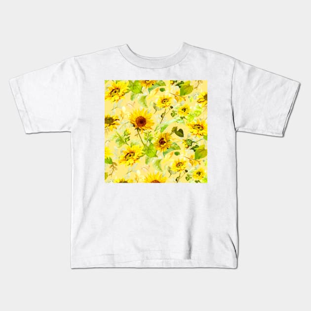 Watercolor Sunflower 1 Kids T-Shirt by B&K